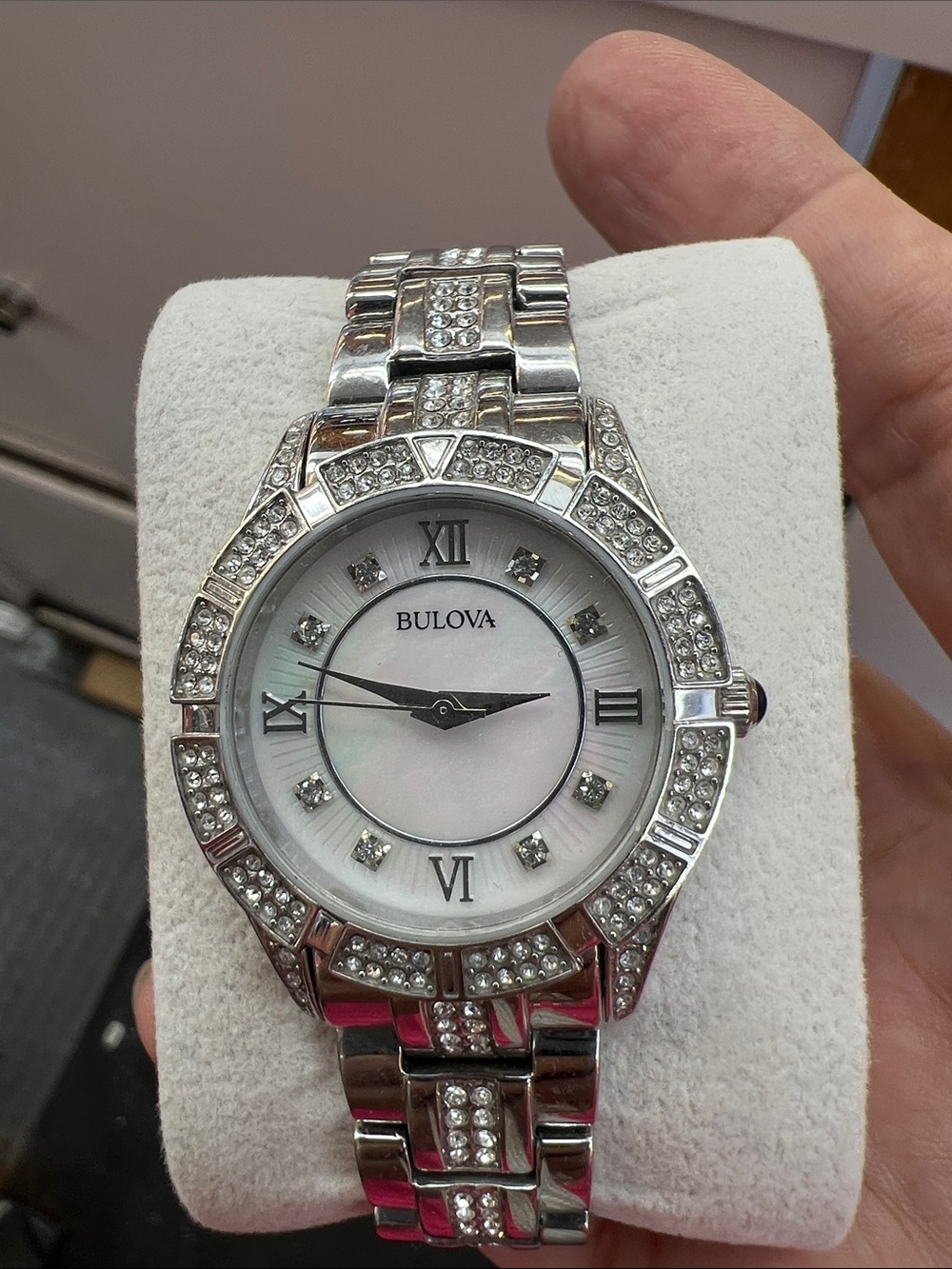 Bulova Women's Stainless Steel Crystal Bracelet Watch